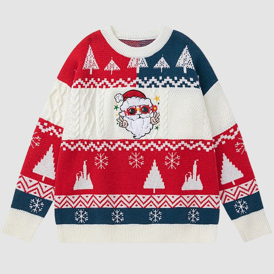 Cute Santa Embroidered Pullover