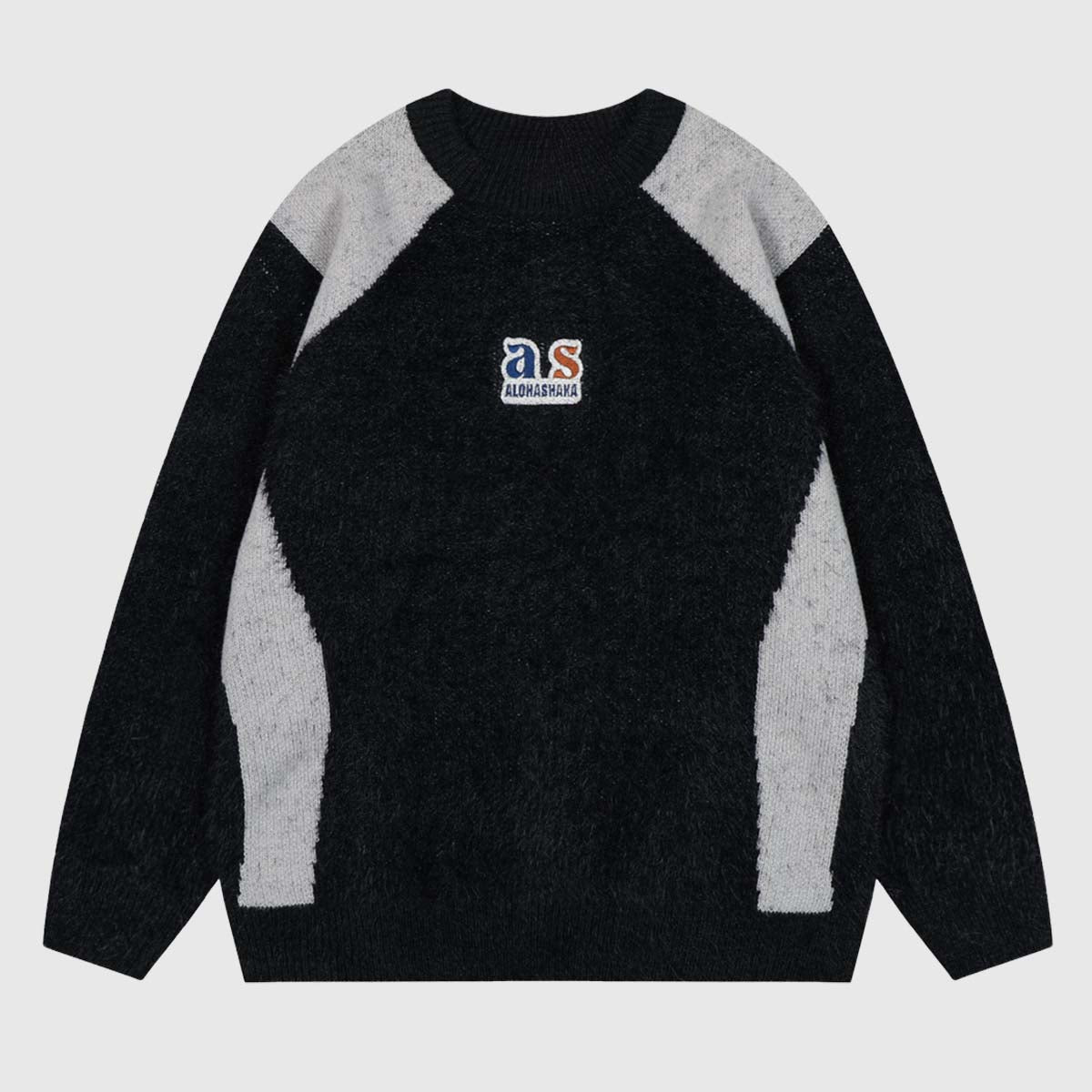 Colorblock Crew Neck Knit Sweater