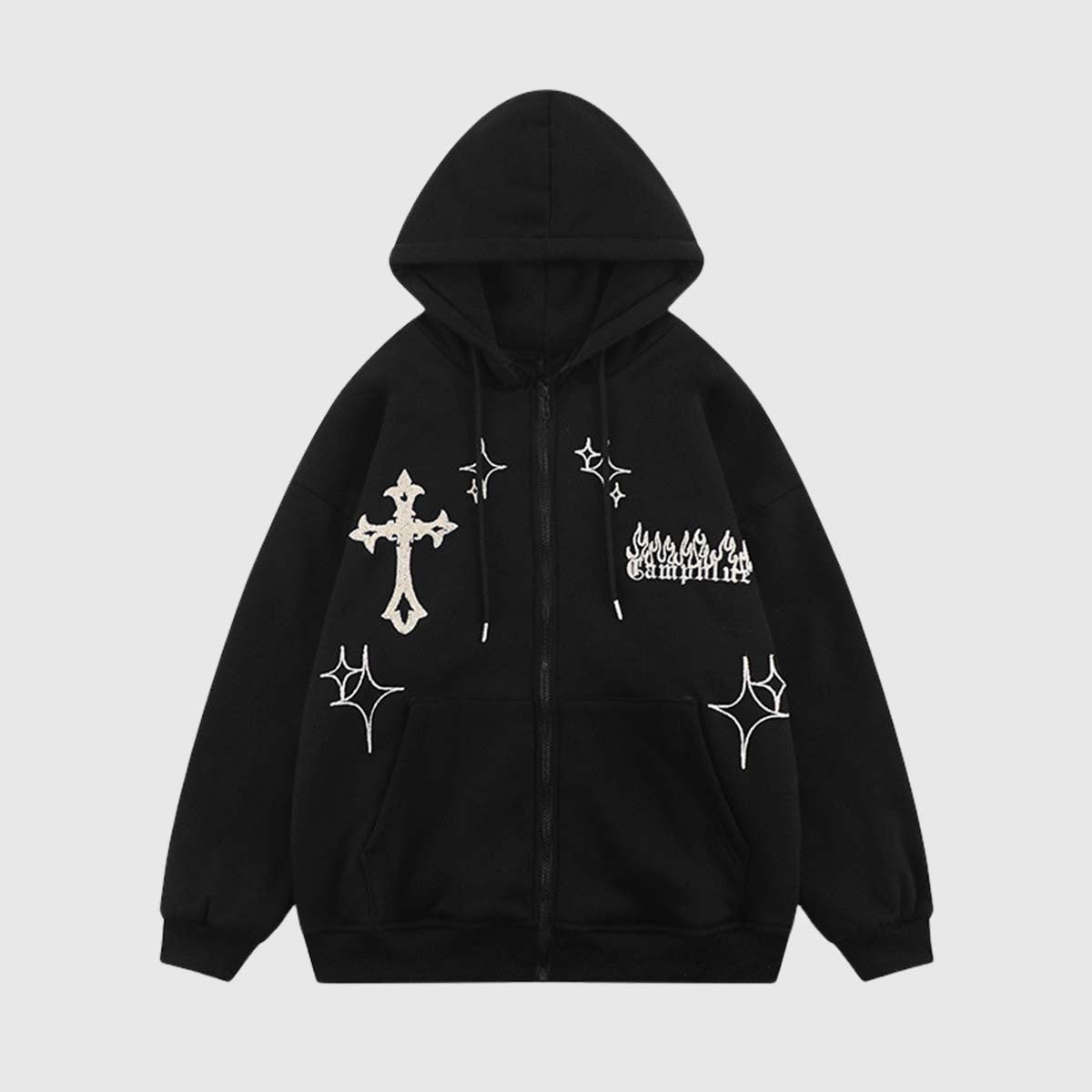 Cross Embroidery Hoodie