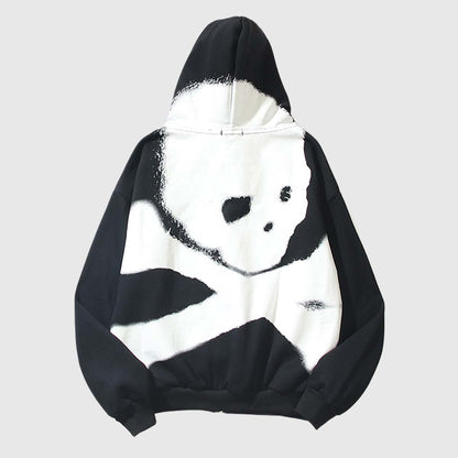 Retro Wash Skull Print Hoodie