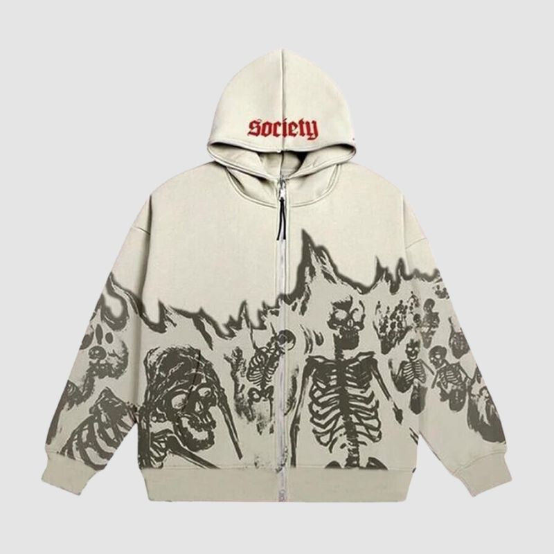 Retro Skull Zip Hoodie