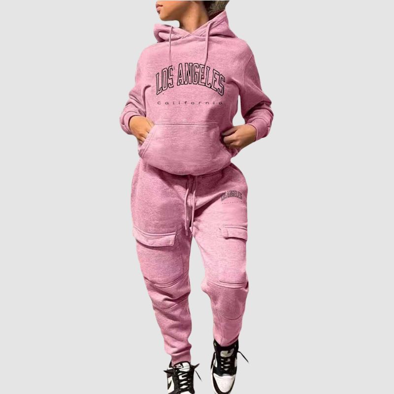 Letter Printed Hoodies & Cargo Pant Set