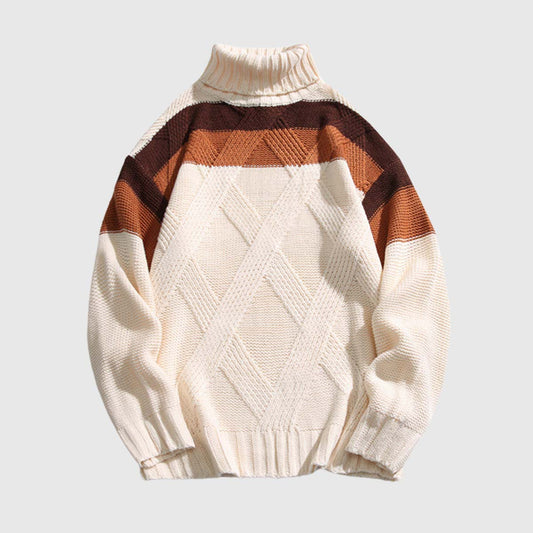 Vintage Colorblock Turtleneck Sweater