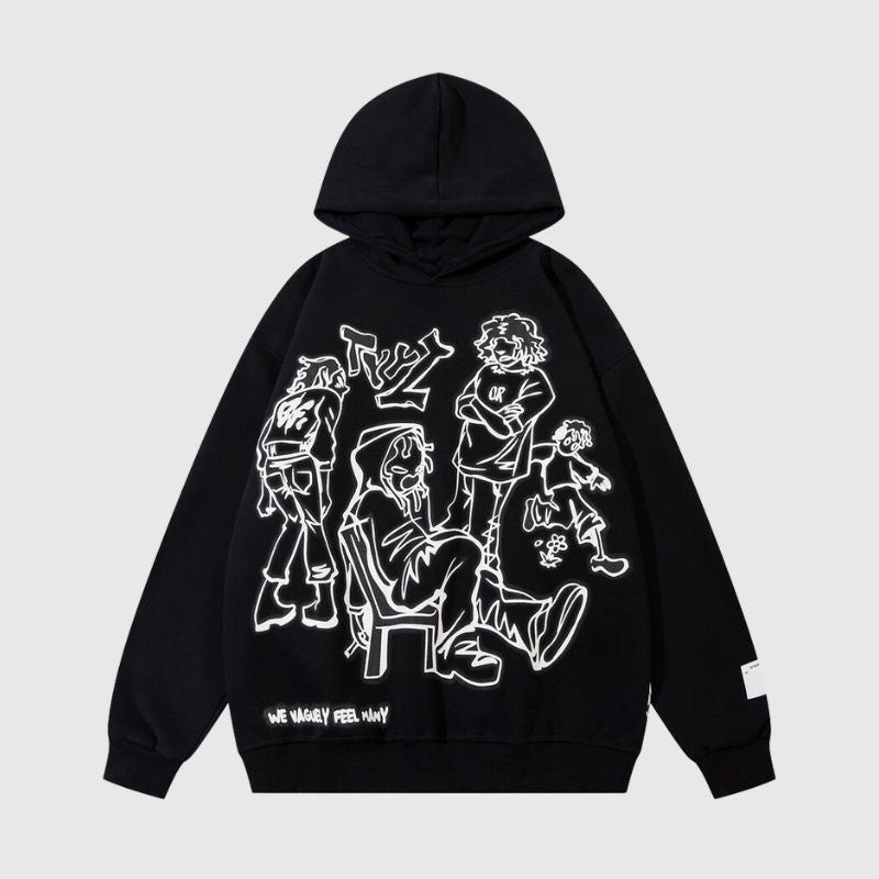 Line Person Graphic Hoodies