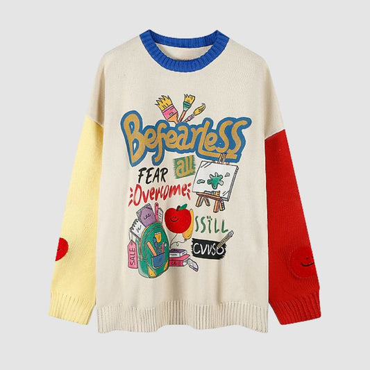 Cartoon Pattern Color Contrast Design Sweater