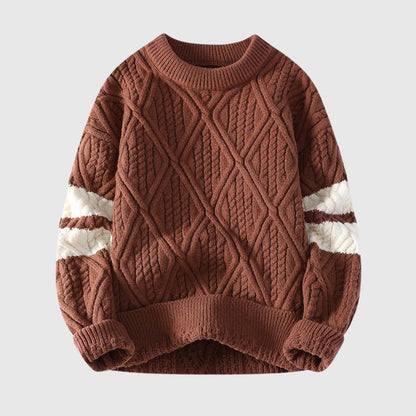 Colorblock Cable Knit Sweater