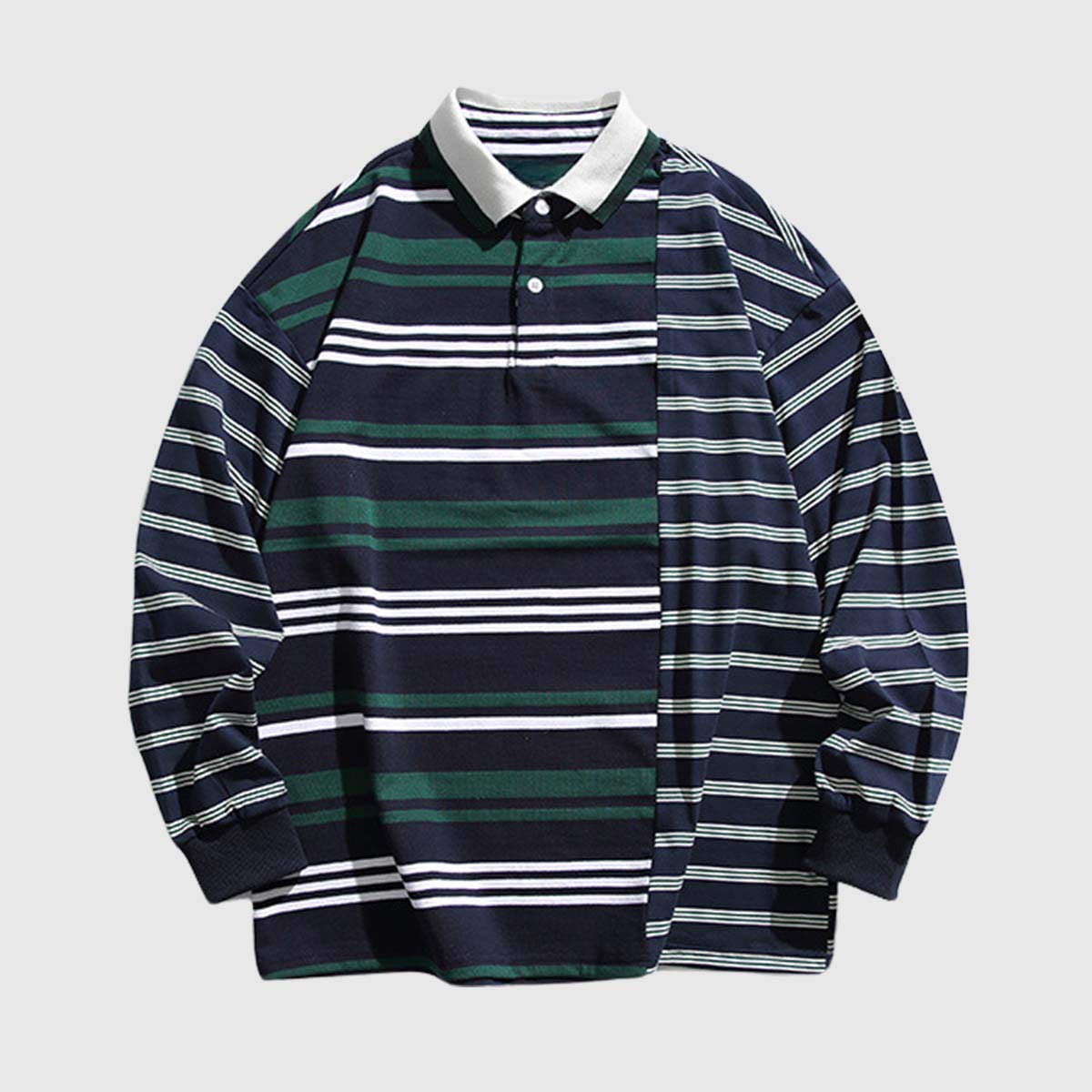 Patchwork Striped Polo Shirt