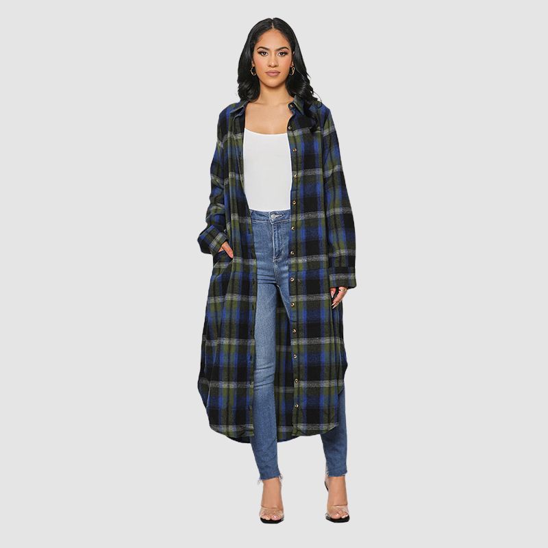 Pleated Design Plaid Shirts