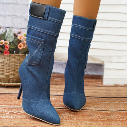 Denim Rider Mid-calf Boots