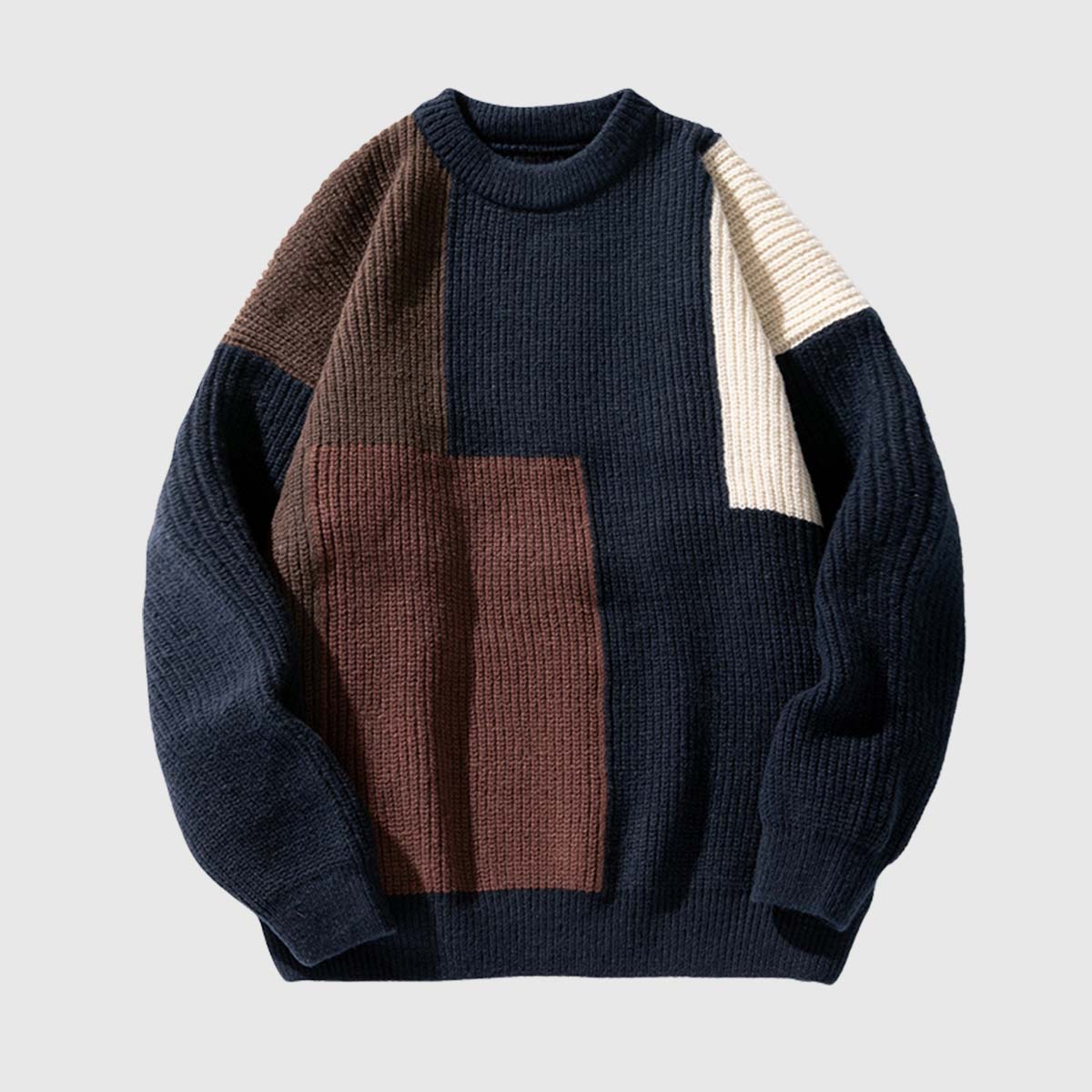 Color Block Textured Knit Sweater