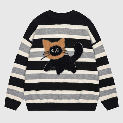 Cute Cat Striped Sweater