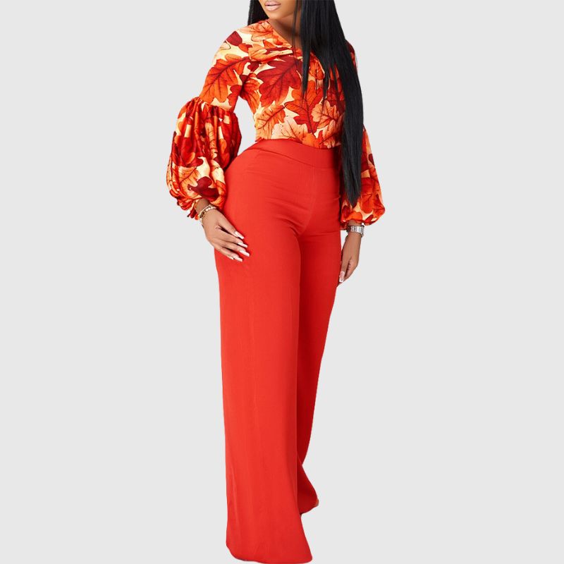 Flower Printed Wide Leg Pant Set