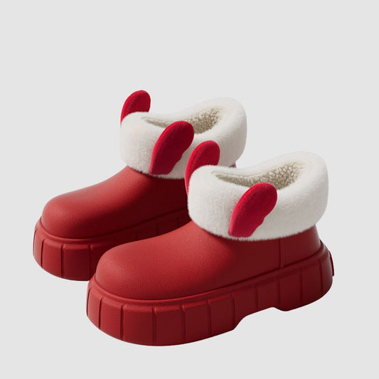 Christmas Elk Platform Plush Slippers