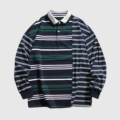 Colorblock Striped Polo Shirt