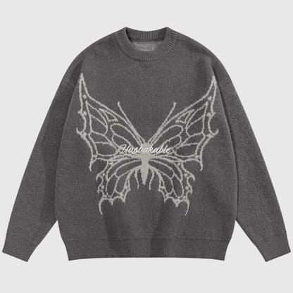 Butterfly Pattern Printed Pullover