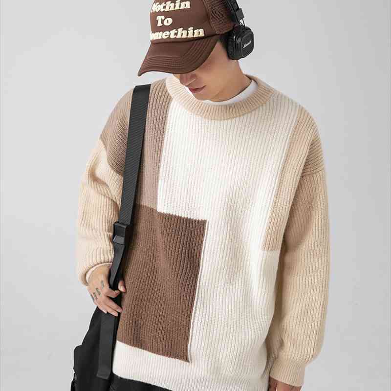 Color Block Textured Knit Sweater