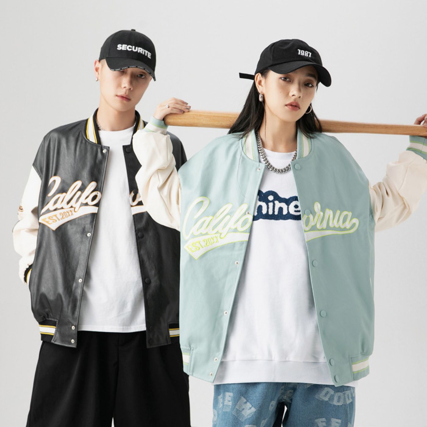 Streetwear Embroidered PU Leather Baseball Jacket