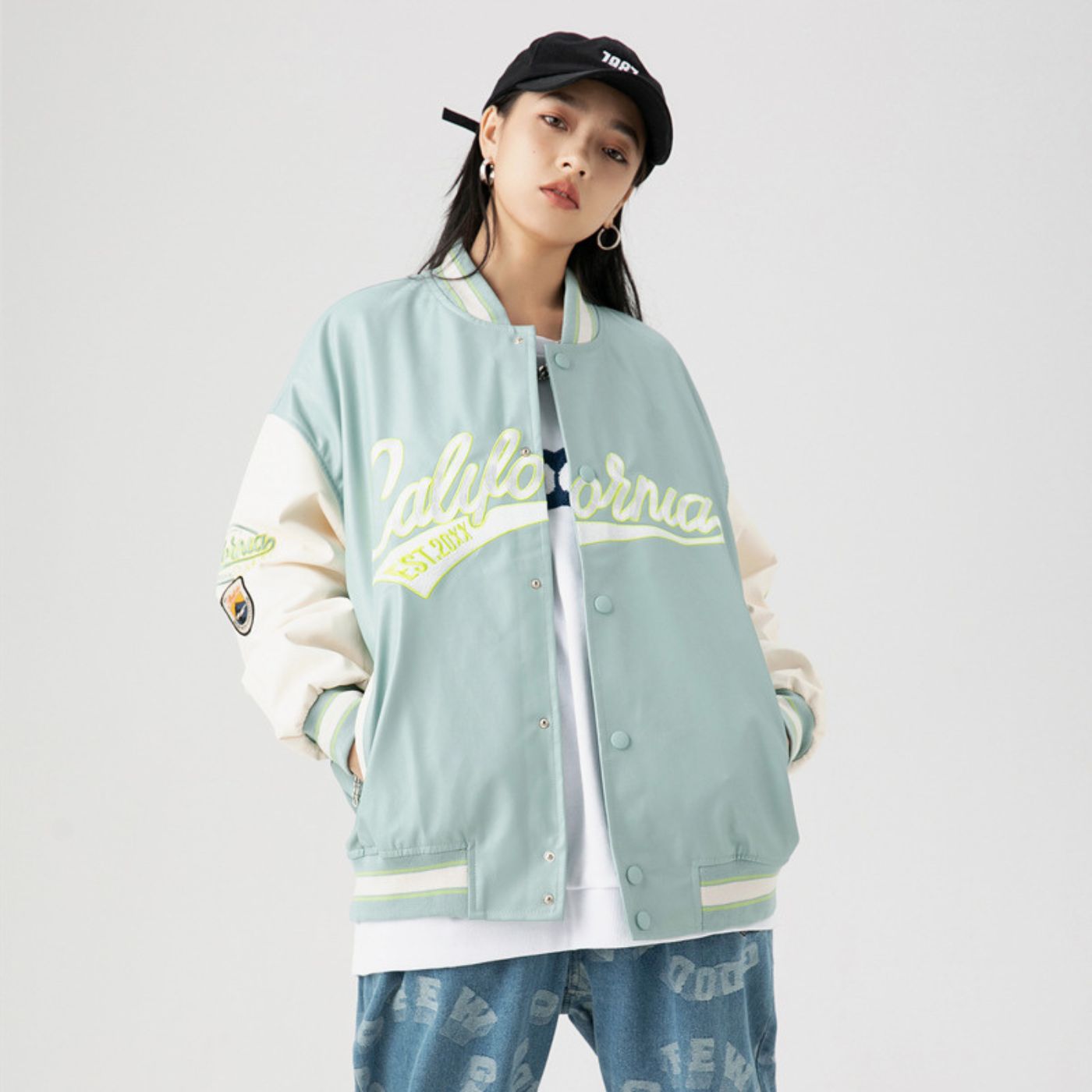 Streetwear Embroidered PU Leather Baseball Jacket