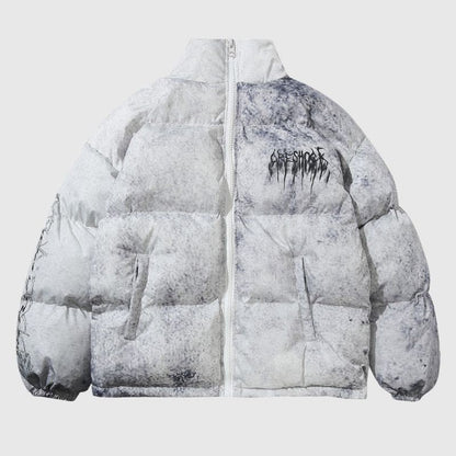 Oversized Thorn-Embossed Insulated Puffer