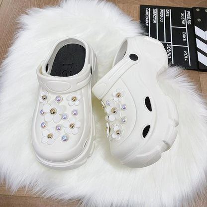 White Flower Pearl Garden Clog