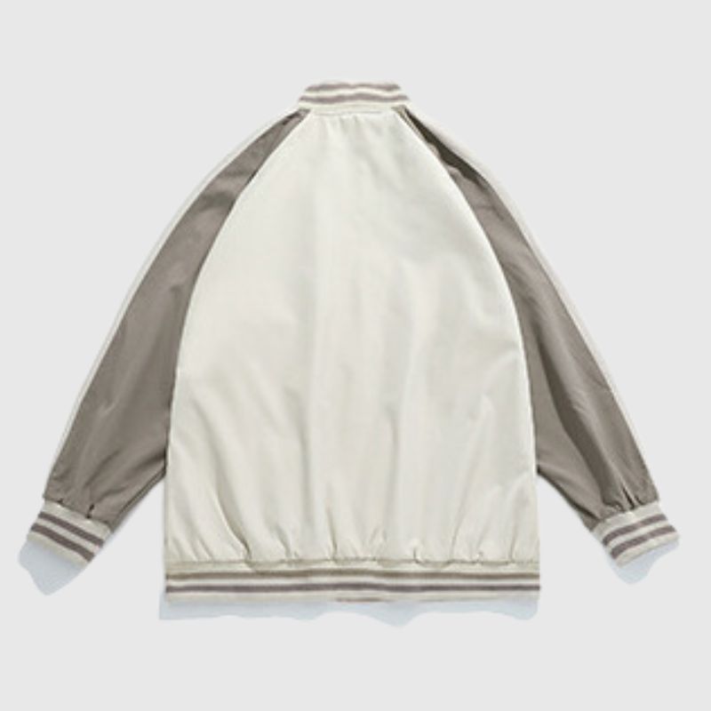 Casual Color-Block Baseball Jacket