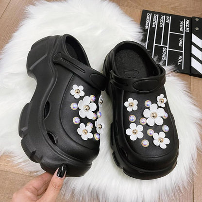 White Flower Pearl Garden Clog