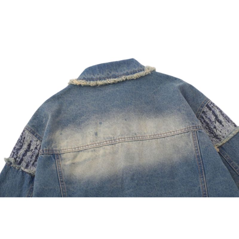 Retro Star Patchwork Embroidered Denim Jacket