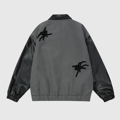 Spider Embroidered Hip-Hop Leather Jacket