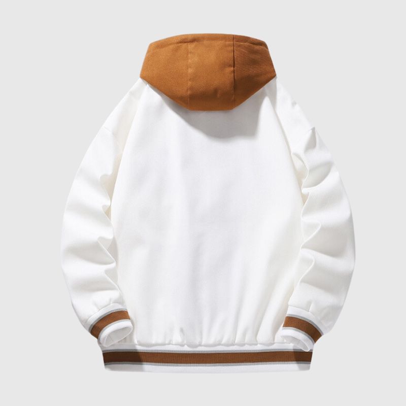 Faux Two-Piece Hooded Baseball Jacket