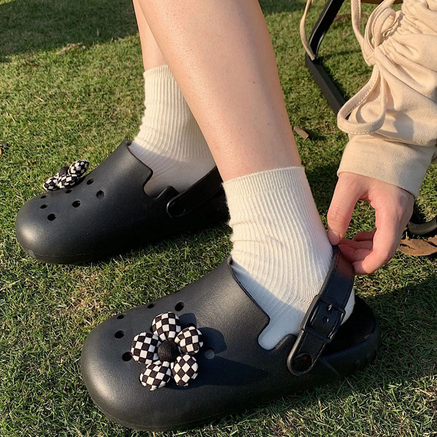 Checkerboard Flower Decoration Garden Clog