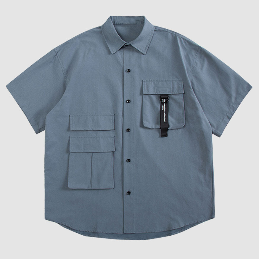 Solid Multi-Pocket Shirts