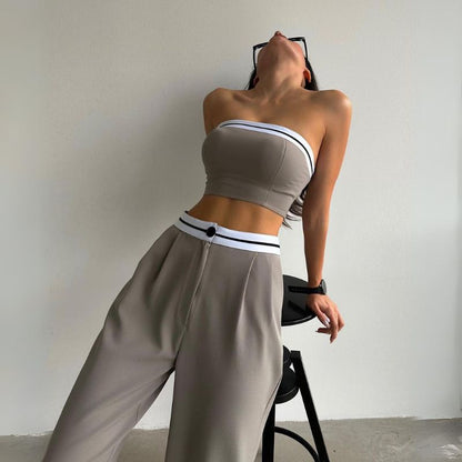 Tube Top & Wide Leg Trousers Set