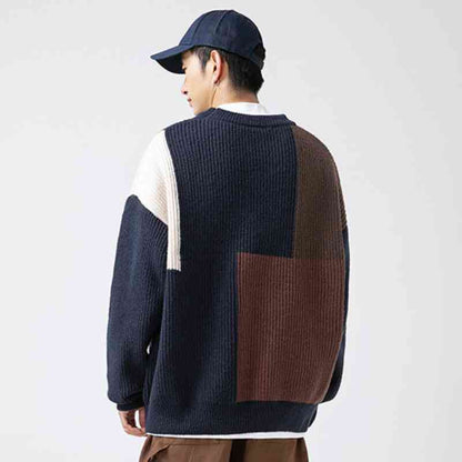 Color Block Textured Knit Sweater