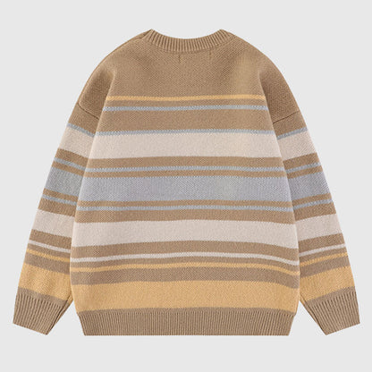 Color-blocked Stripe Knit Pullover