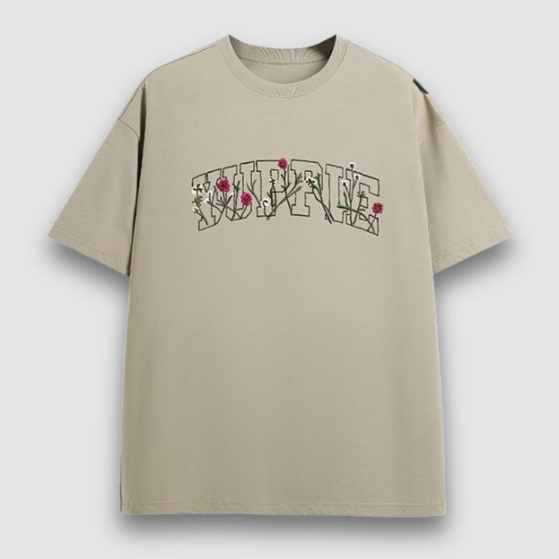 Flower Embroidered Design Tee