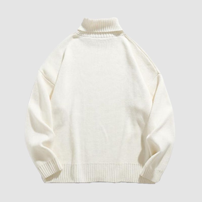 Solid Color High Neck Knit Pullover