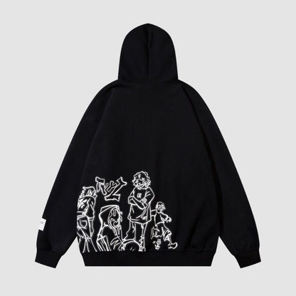 Line Person Graphic Hoodies