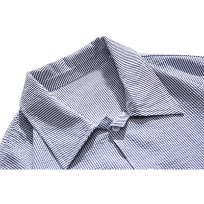 Drawstring Pocket Stripe Shirts