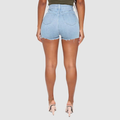 High Elastic Ripped Denim Shorts