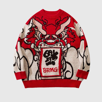 Dragon-Themed Oversized Sweater