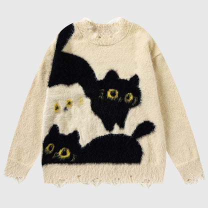 Cat Pattern Knit Sweater