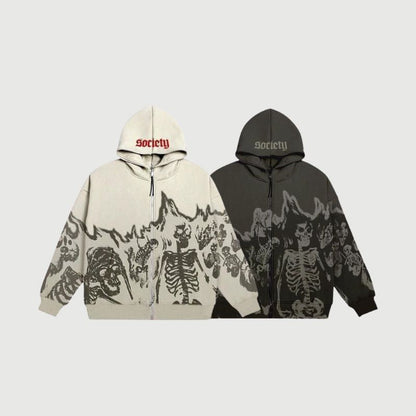 Retro Skull Zip Hoodie