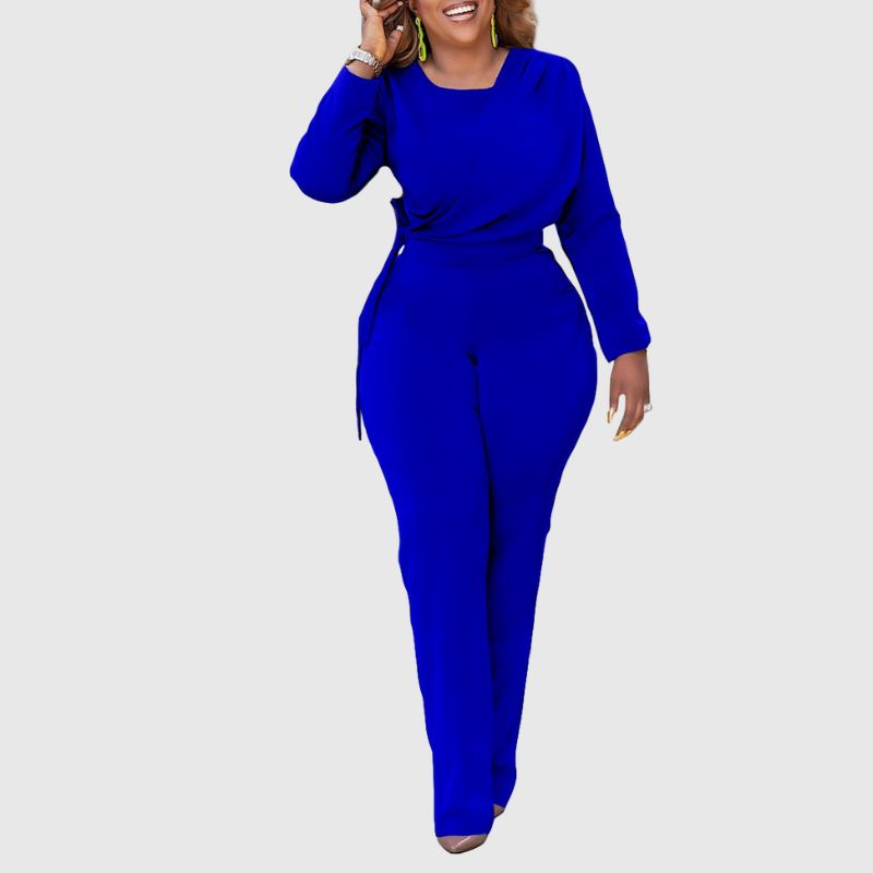 Solid Color Tie-up Wide Leg Jumpsuit