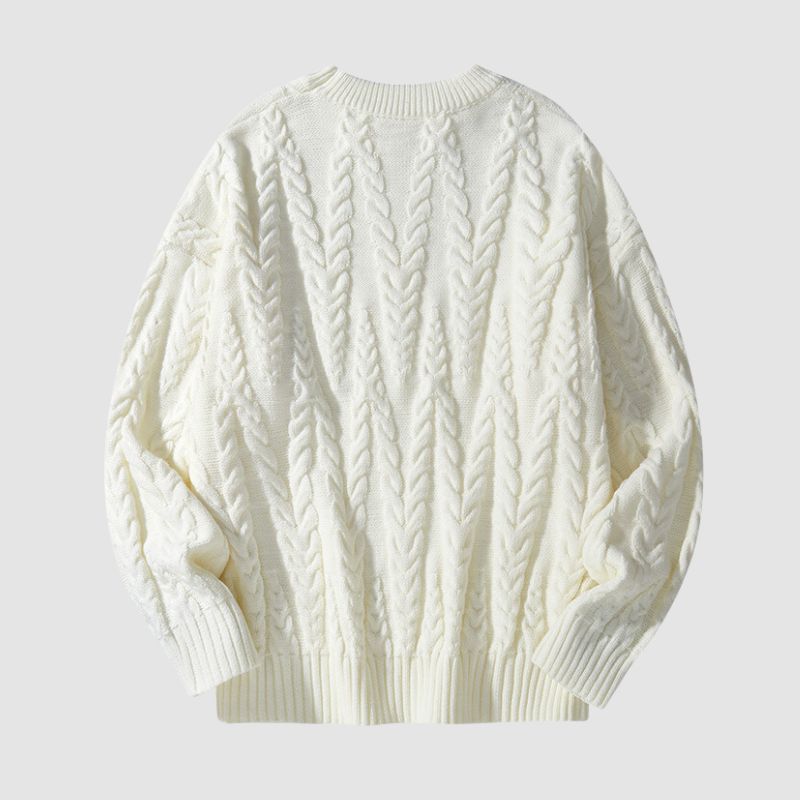 Simple Solid Color Jacquard Pullover