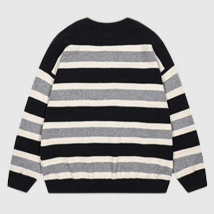 Cat Striped Knit Sweater