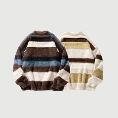 Vintage Striped Round Neck Sweater