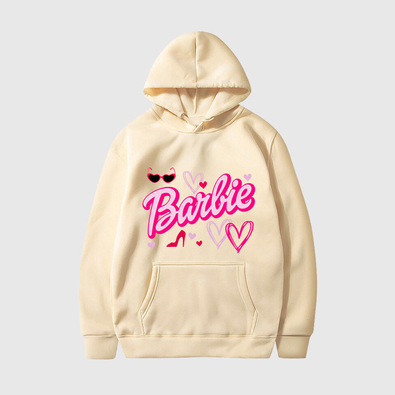 Pink Letter Printed Hoodies