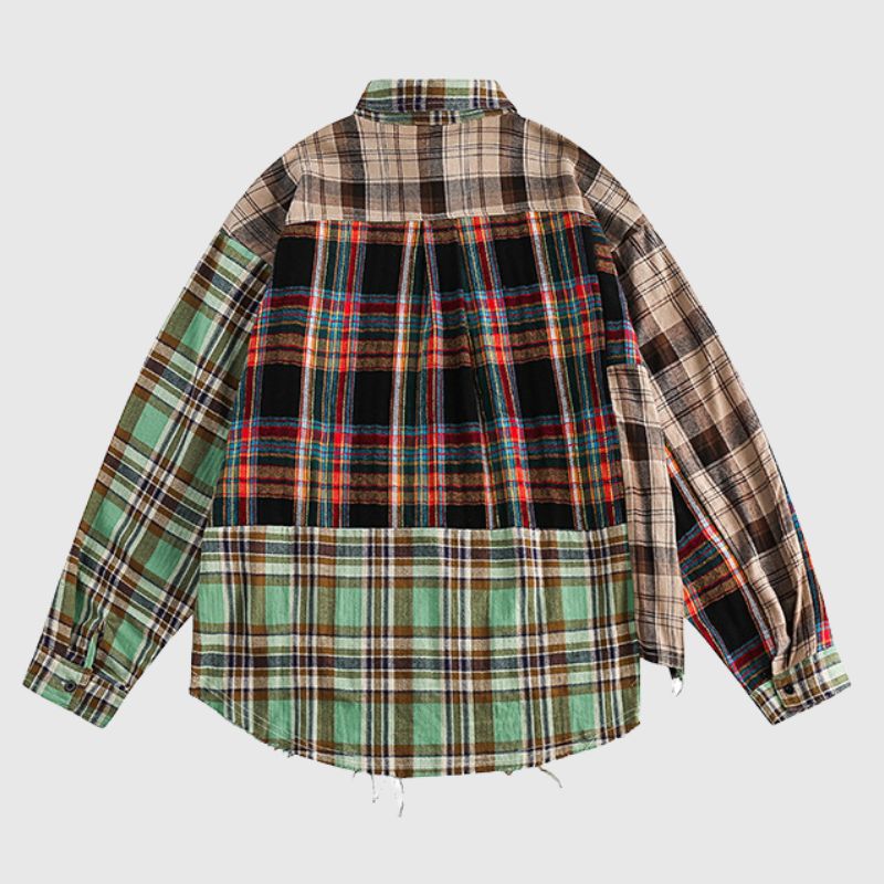 Irregular Plaid Patchwork Shirt