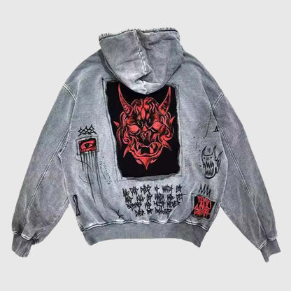 Retro Devil Patchwork Hoodie