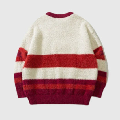 Cartoon Dragon Striped Versatile Knit Sweater